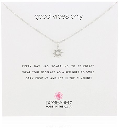 Dogeared Reminders- 'Good Vibes Only' Sterling Silver Sun Charm Necklace, 16'+2' Extender