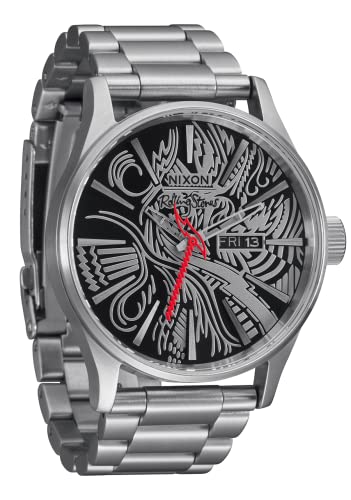 NIXON x Rolling Stones Sentry Stainless Steel A1353 - Red - 100m Water Resistant Men's Analog Classic Watch (42mm Watch Face, 23mm-20mm Stainless Steel Band)