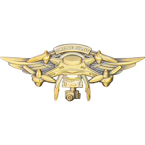 GL12-006 Gold 3D Full size UAS FAA Commercial Drone Pilot Wings pin