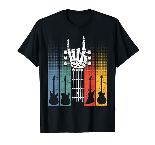 Rock & Roll Guitar Neck Rock On Skeleton Hand Concert T-Shirt