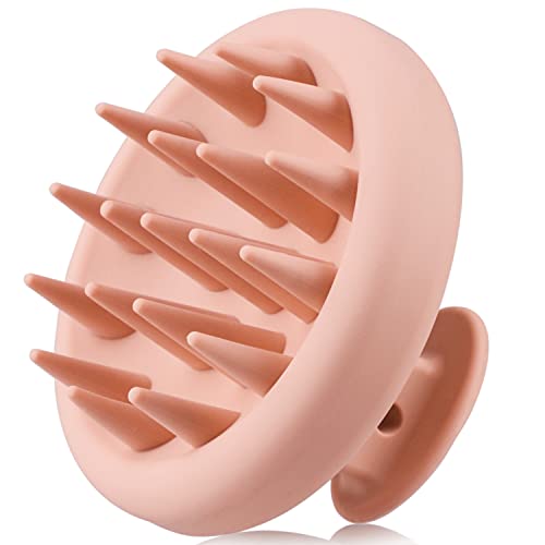 BEAUTLOHAS. Silicone Scalp Massager Shampoo Brush for Shower, Scalp Scrubber with Soft Bristles for Hair Growth & Dandruff Treatment, Wet Dry Hair Massager for All Hair Types of Women (Pink)