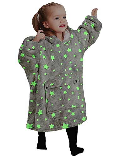 KFUBUO Wearable Blanket Hoodie for Kids Toddlers Sherpa Blanket Sweatshirt With Pocket Cute Hoodies 2-6 Year Old Girl Boy Birthday Gifts