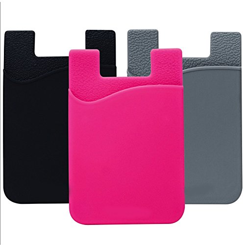 Agentwhiteusa Cell Phone Stick on Wallet (for Credit Card, Business Card & Id) compatible with iPhone, Android & Most Smartphones (Pink, Gray, Black)