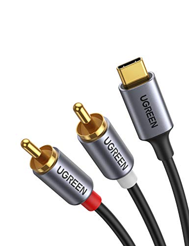 UGREEN USB C to RCA Audio Cable Type C to 2RCA Male Jack Plug Adapter Car Auxiliary Stereo Speaker Amp Cord Compatible with iPhone 15 Pro Max/15 Pro/15 Plus, iPad Pro, Samsung S23, Pixel 7 Pro, 5FT