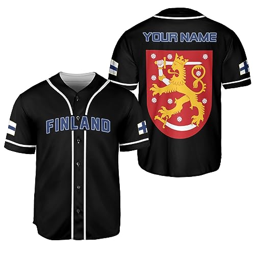 Leprints Personalized Finland Baseball Jersey, Finnish Soccer Baseball Finlanders Pride Flag Finnish Jersey Men Women Shirt (FL2)