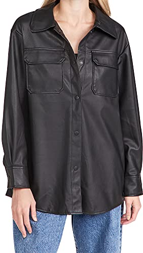 BB Dakota by Steve Madden Women's Faux Good Measure Shacket, Black, L
