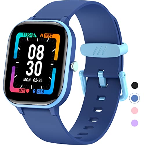 HENGTO Fitness Tracker Watch for Kids, IP68 Waterproof Kids Smart Watch with 1.4' DIY Watch Face 19 Sport Modes, Pedometers, Sleep Mode, Great Gift for Boys Girls Teens 6-16