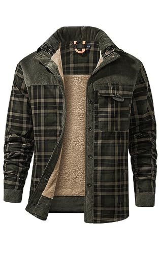 Mr.Stream Men's Outdoor Casual Vintage Long Sleeve Plaid Flannel Button Down Shirt Jacket 3251 Dark Green S