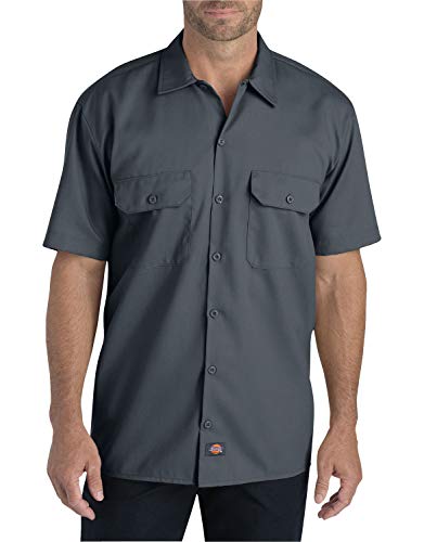 Dickies Men's Big and Tall Short-Sleeve Work Shirt, Charcoal, 3X-Large