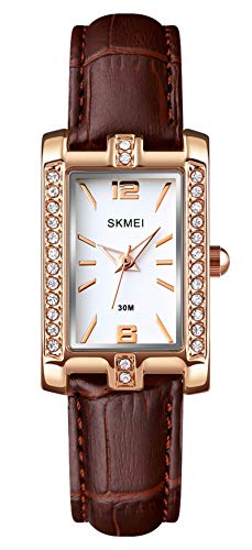 findtime Watches for Women Rose Gold Watch Causal Diamond Crystal Wristwatch Analog Quartz Ladies Watch Leather Watch Band