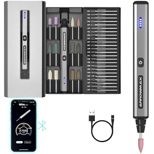 AM ARROWMAX Electric Cordless Rotary Tool, Engraving Pen with 36 Bits, Aluminum Case, Bluetooth, APP, Wireless Magnetic Charge, Cordless Engraving Machine for Jewelry, Wood, Glass, Carving (SGS MINI)