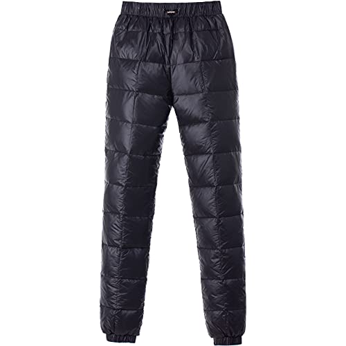 Tapasimme Men's Winter Warm Loose Utility Down Pants Sassy High Waisted Nylon Compression Snow Trousers (Medium, Black)