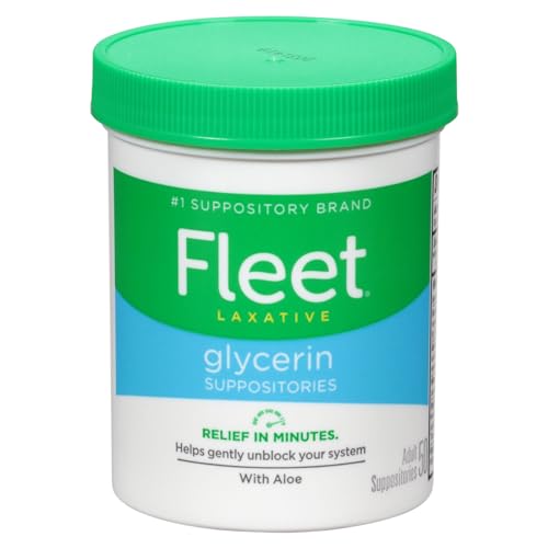 Fleet Laxative Glycerin Suppositories for Adult Constipation, Adult Laxative Jar Aloe vera, 50 Count