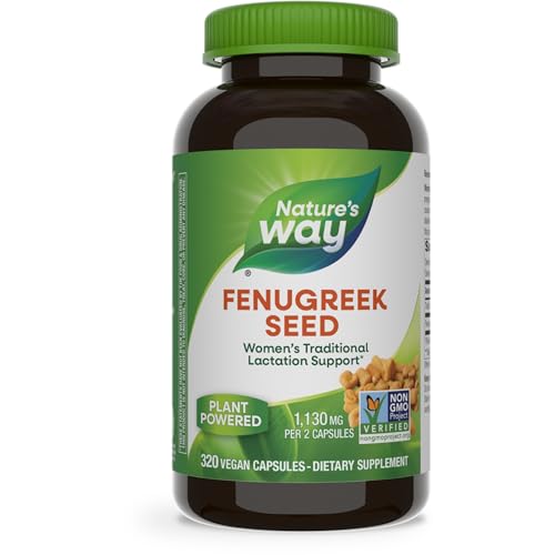 Nature's Way Fenugreek Seed, Traditional Lactation/Breastfeeding Support*, Non-GMO Project Verified, Vegan, 320 Capsules (Packaging May Vary)