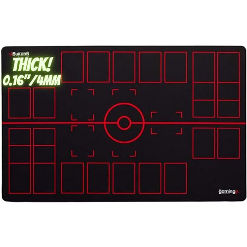 The Gaming Mat Company 2 Player Compatible Pokemon Playmat for Pokemon Cards- 28' x 18' x 0.16' Black & Red Battle Mat Stadium Board for Pokemon TCG Playmat Pokemon Mat Game for Pokemon Trading