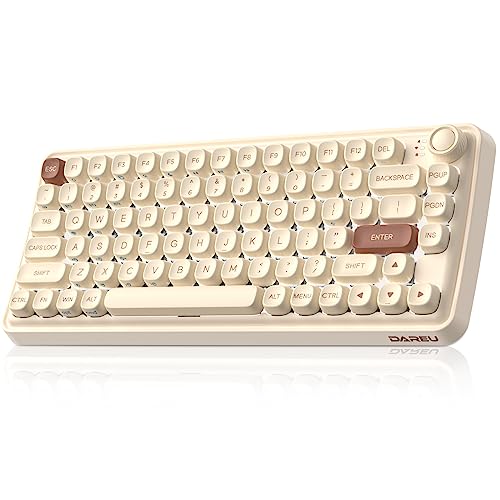 DAREU Z82 Mechanical Keyboard,Wireless/BT/USB-C Wired Gaming Keyboard,82 Keys Hot Swap Wireless Keyboard with Knob, RGB Backlight PBT Keycaps Silent Switch