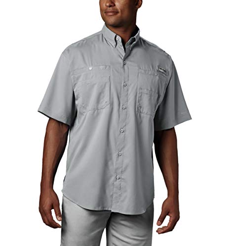 Columbia Men’s PFG Tamiami II Short Sleeve Shirt, Moisture Wicking, Sun Protection, Cool Grey, X-Large