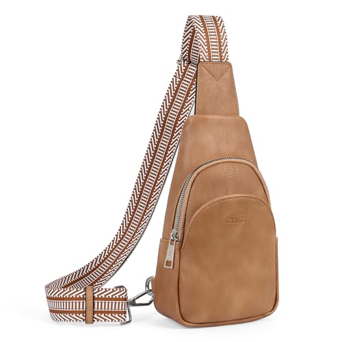 CLUCI Small Sling Bag for Women Crossbody, Faux Leather Trendy Waist Packs with Guitar Strap, Women's Fanny Packs