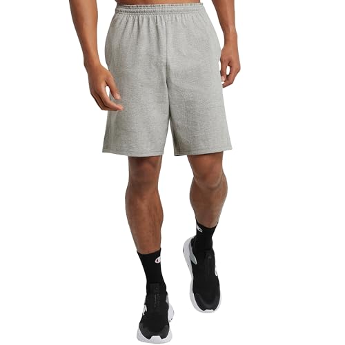 Champion Mens Shorts, Everyday Cotton, Lightweight Lounge, Jersey (Reg. Big & Tall) Workout-and-training-shorts, Oxford Gray C Patch Logo, X-Large US