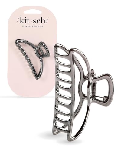Kitsch Metal Claw Clips - Large Claw Clips for Thick Hair, Metal Hair Clips for Women, Metal Clips for Hair & Cute Hair Clips, Metal Hair Claw Clips for Women, Big Claw Clips for Thick Hair, Hematite