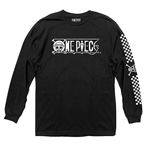 Ripple Junction One Piece Logo Anime Adult Crew Long Sleeve Crew T-Shirt Officially Licensed Med Black