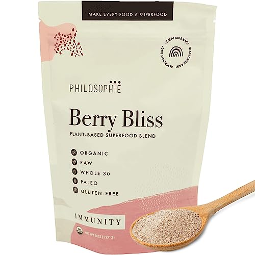 Philosophie Plant Based Superfood Powder - Vegan Protein Powder with Rice Protein, Maca Root Powder & Acai Berry - Organic Dairy Free Superfood Blend - Protein Powder Without Artificial Sweeteners