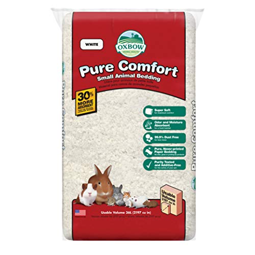 Oxbow Pure Comfort Small Animal Bedding - Odor & Moisture Absorbent, Dust-Free Bedding for Small Animals, White, 36 Liter Bag, 15.0' L x 8.7' W x 3.5' Th