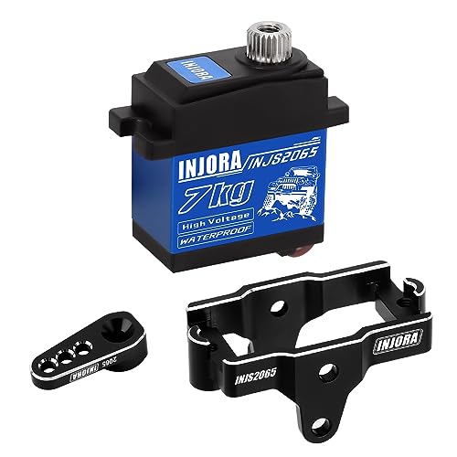 INJORA 7KG Servo INJS2065 with Mount and Servo Horn for TRX4M 1/18 RC Crawler Upgrade Parts, High Torque Waterproof