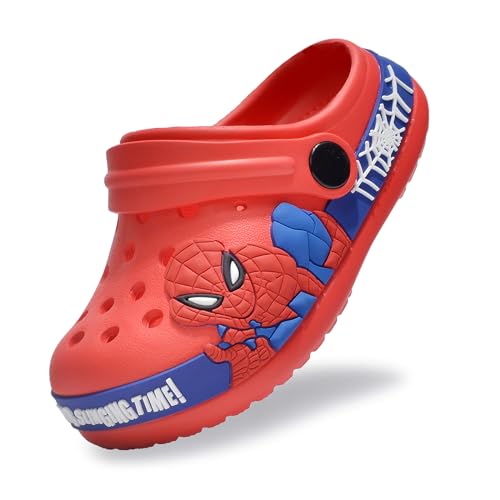 Boys Clogs Cute Cartoon Toddler Garden Shoes Beach Slippers Boys Girls Sandals Shower Slippers Non-Slip Water Shoes Red 12.5