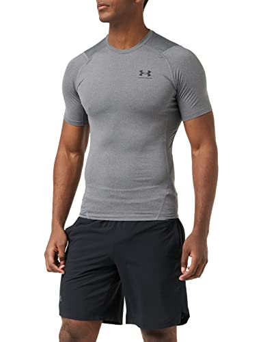 Under Armour Men's Armour HeatGear Compression Short-Sleeve T-Shirt , Carbon Heather (090)/Black, Large