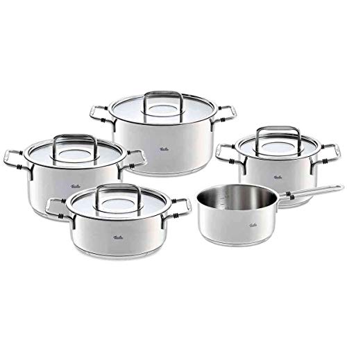 Fissler Bonn 9-Piece Stainless Steel Cookware-Set with Glass Lids Stainless-Steel - Induction
