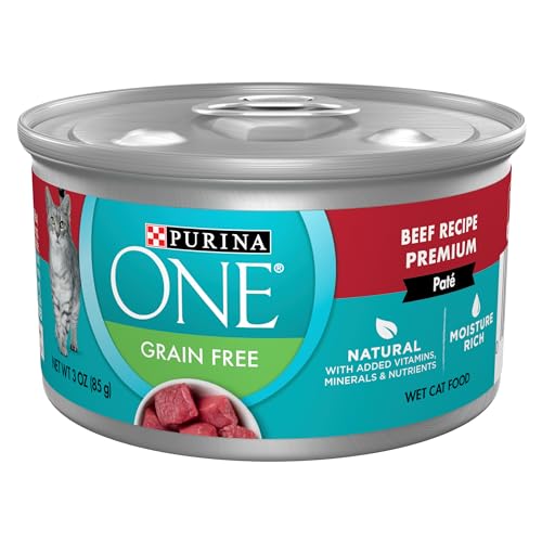 Purina ONE Natural, High Protein, Grain Free Wet Cat Food Pate, Beef Recipe - 3 oz. Pull-Top Can