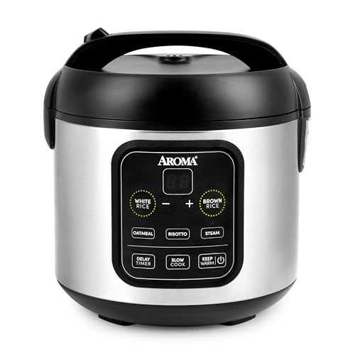 Aroma Housewares ARC-994SB Rice & Grain Cooker Slow Cook, Steam, Oatmeal, Risotto, 8-cup cooked/4-cup uncooked/2Qt, Stainless Steel
