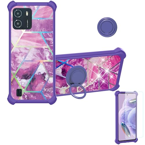 jioeuinly Maxwest Astro A63 Case Compatible with Maxwest Astro A63 Phone Case Cover [with Tempered Glass Screen Protector][Ring Support][Colorful Reflect Light] IMDZ-ZS