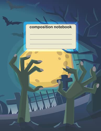 composition notebook: Nifty Halloween Bat & hand Blank Wide Ruled Notebook for School & University - Wide Lined Journal & Diary for Writing, Doodling & Notes