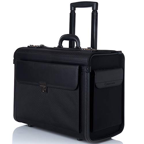 Alpine Swiss Rolling 17' Laptop Briefcase on Wheels Attache Lawyers Case Legal Size Black