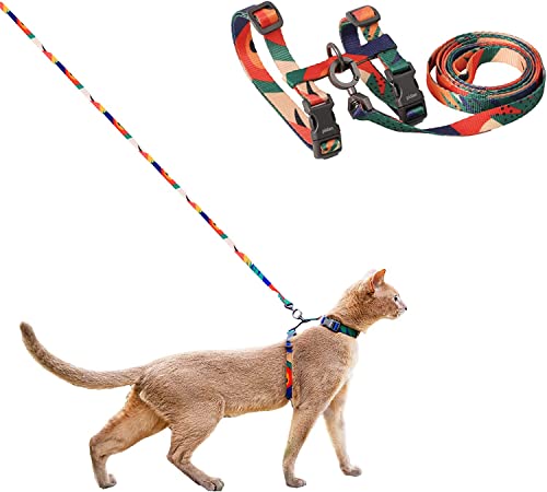 pidan Cat Harness and Leash Set, Cats Escape Proof - Adjustable Kitten Harness for Large Small Cats, Lightweight Soft Walking travel Petsafe Harness（(Multicolor-M Size）