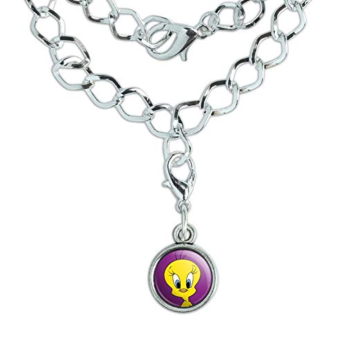 GRAPHICS & MORE Looney Tunes Tweety Bird Silver Plated Bracelet with Antiqued Charm