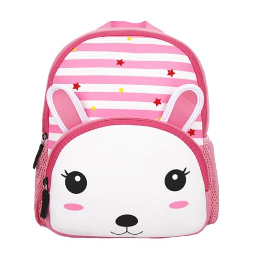 KK CRAFTS Toddler Backpack, Waterproof Preschool Backpack, 3D Cute Cartoon Neoprene Animal Schoolbag for Kids, Lunch Box Carry Bag for Boys Girls, Rabbit