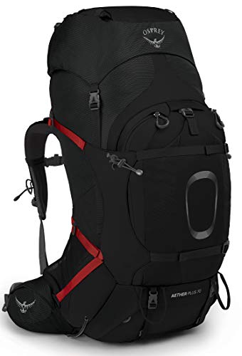 Osprey Aether Plus 70L Men's Backpacking Backpack, Black, L/XL