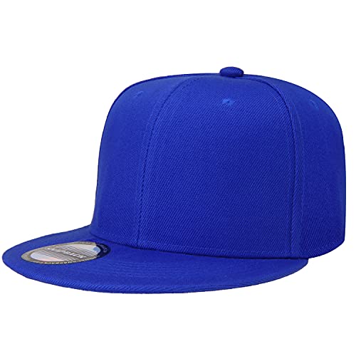 Falari Snapback Hat Cap Hip Hop Style Flat Bill Blank Solid Color Adjustable Size G201-13-Royal