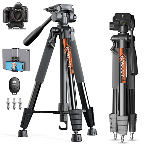 KINGJOY 75' Camera Tripod for Canon Nikon Cell Phone Tall Tripod with Wireless Remote Travel Bag Phone Tablet Holder Compatible with DSLR Cameras, Projector, Binocular, Spotting Scopes
