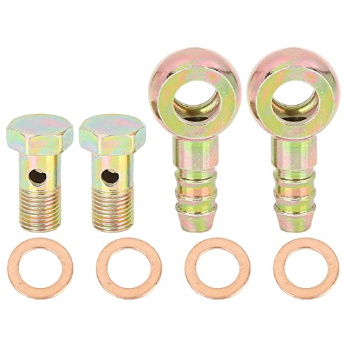 X AUTOHAUX 2 Sets 10mm Banjo Hose Barb Bolt Fittings Banjo Bolt Washer Kit Metal for Motorcycle Car