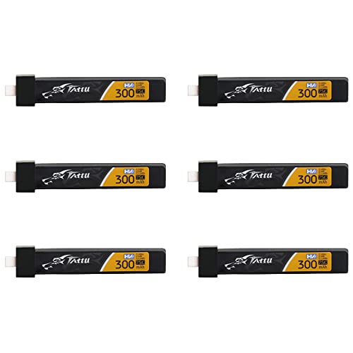 SoloGood TATTU 6pcs BT2.0 300mAh 1S Battery 3.8V 75C FPV Lipo Battery for FPV Tiny Whoop 1S Brushless Whoop Drone