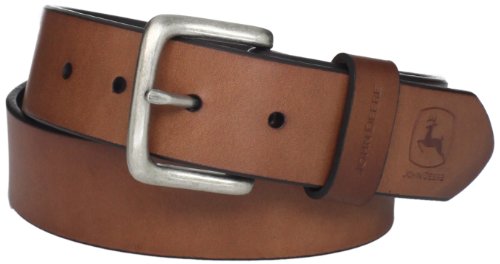 John Deere Men's Bridle Leather Belt, Brown, 40