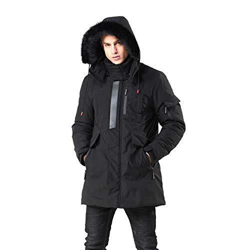 WEEN CHARM Men's Warm Parka Jacket Water Resistant Puffer Jacket Long Winter Coat with Detachable Hood Faux-Fur Trim