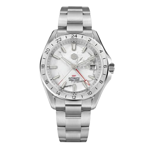 San Martin Aventurine Gemstone Dial Luxury Men's GMT Watch NH34 Automatic Mechanical Sapphire Waterproof Watches (V 1)