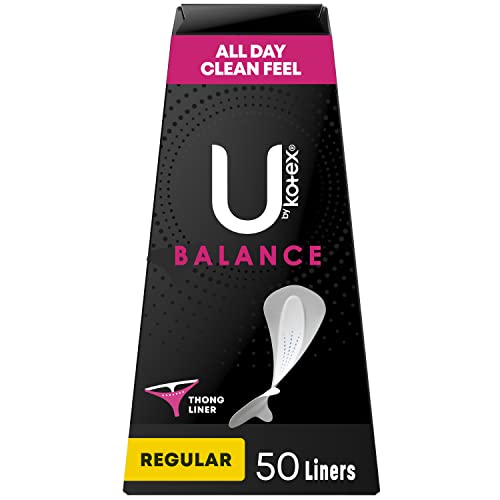 U by Kotex Balance Daily Wrapped Thong Panty Liners, Light Absorbency, Regular Length, 50 Count (Packaging May Vary)