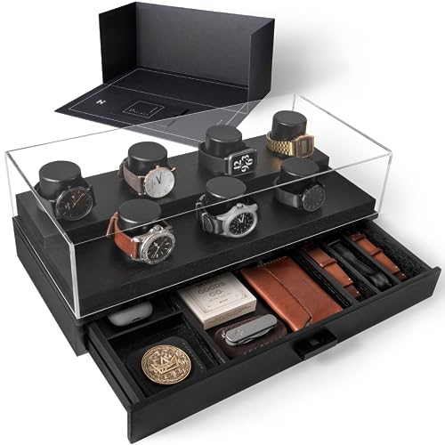 Elevate Your Watch Collection with The Collector – Premium Watch Display Case for 7 Watches – Christmas Gift for Men – Wooden Mens Watch Box & Watch Case – Lifetime Assurance Included