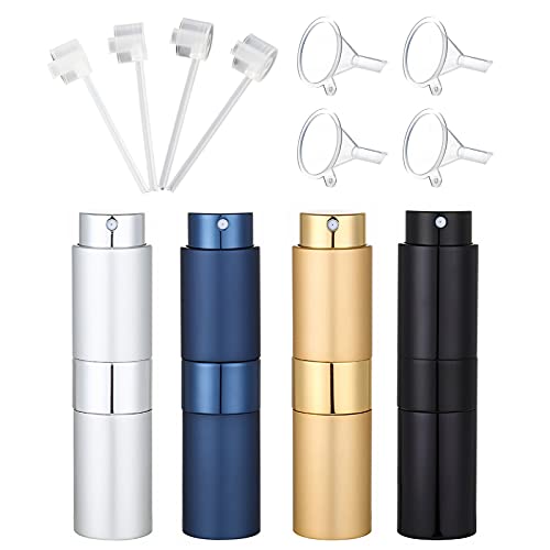 TIGERMILLION Travel Perfume Atomizer Refillable, 8ml Leakproof Refillable Travel Perfume Atomizer Pack of 4pcs, Refillable Perfume Spray For Travel, Portable Mini Perfume Bottles for Women and Men